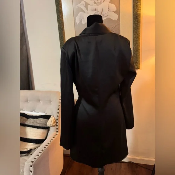 Zara Black Satin Long Sleeve Dress - Picture 4 of 4